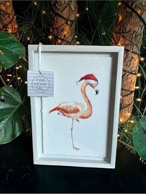 Marmont Hill Tropical Santa Flamingo Christmas Print